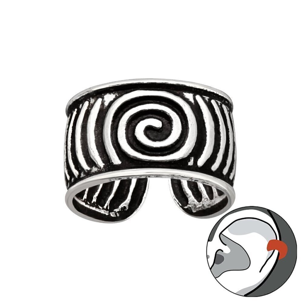 Sterling Silver Spiral Textured Ear Cuff – Bold No Piercing Design